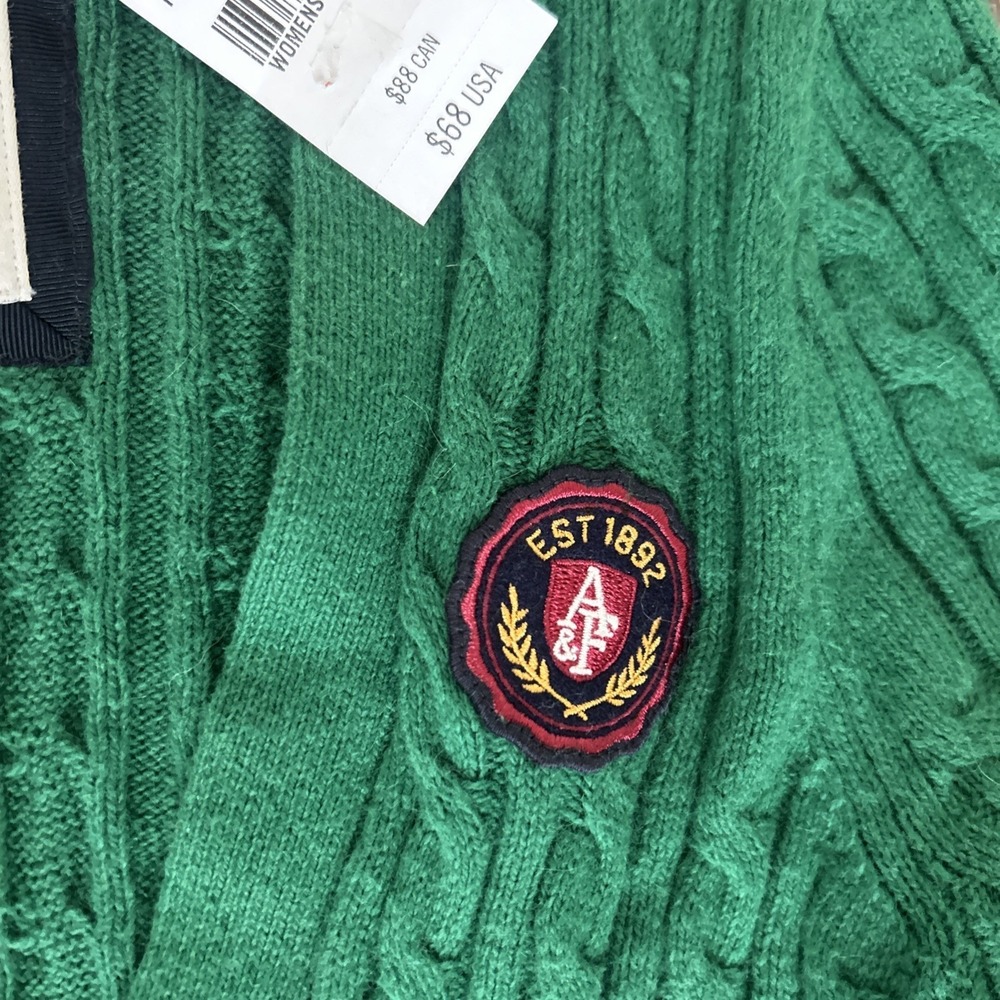 Abercrombie Fitch Sweater Women M Cardigan Cable Knit Rabbit Hair Preppy Y2K NEW - Picture 4 of 8